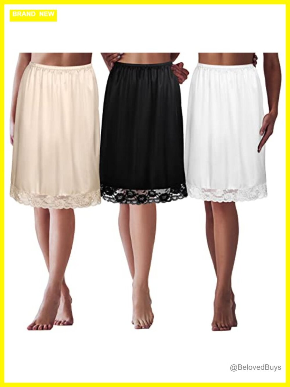 Satin Half Slips for Under Dresses Lace Skirt Extender Anti Static Underskirt